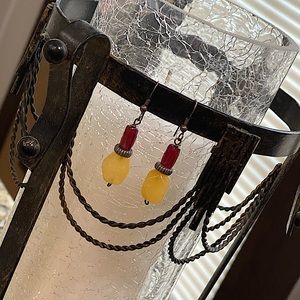 Yellow & Red Dangle Earrings